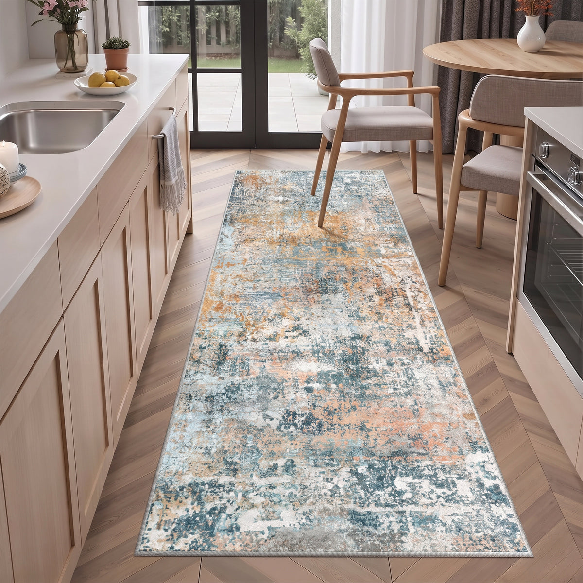 Roomisland 2x5ft Kitchen Runner Rug Washable, Non Slip Hallway Floor Mat for Entryway Laundry, Low Profile Rugs Carpet with Rubber Backing for Indoor Bedroom Kitchen Living Room