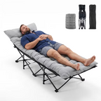 Roomisland Folding Camping Cot 500lbs Capacity, Portable Folding Bed, Rollaway Bed with 3.5'' Mattress for Adults Indoor Outdoor, Quick Setup Compact Storage
