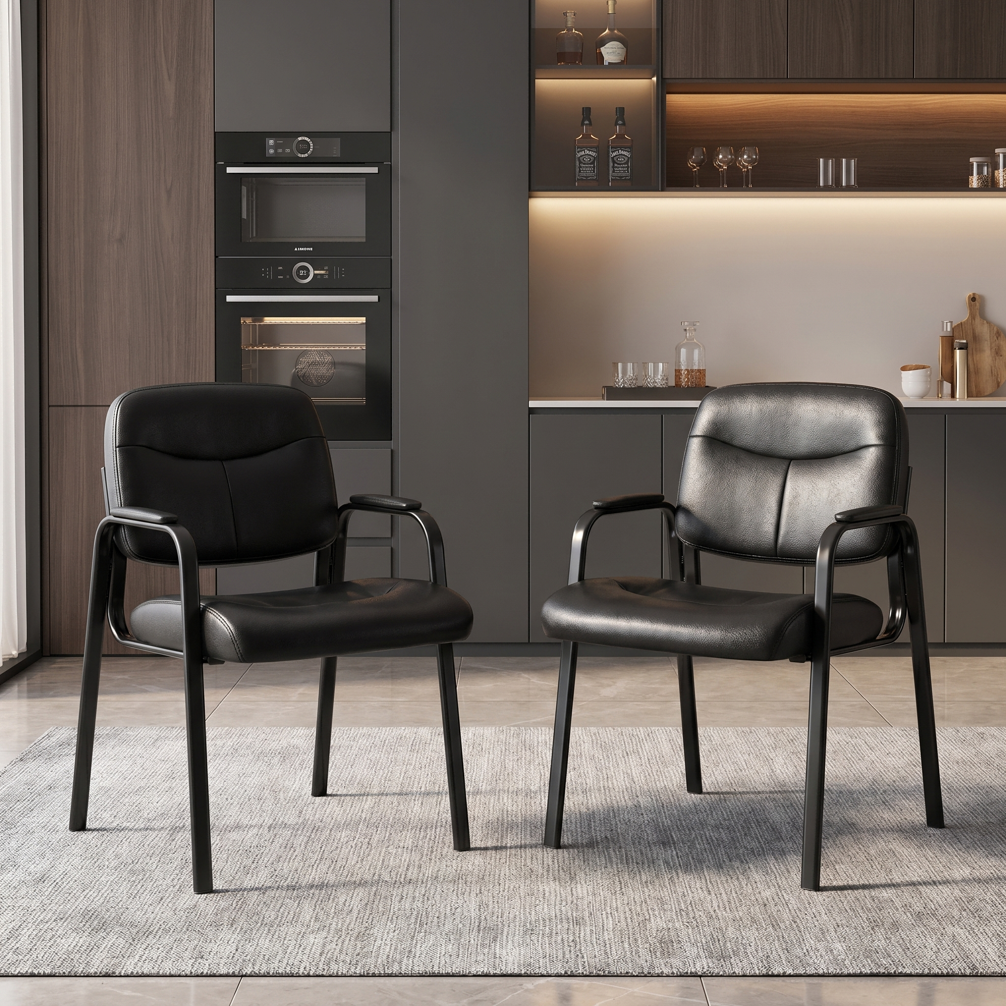 Roomisland Office Waiting Room Chair with Padded Arms, Ergonomic Leather Desk Guest Chair, Stable Heavy Duty Conference Chair for Meeting Lobby Medical Clinic 2pcs