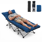Roomisland Folding Camping Cot 500lbs Capacity, Portable Folding Bed, Rollaway Bed with 3.5'' Mattress for Adults Indoor Outdoor, Quick Setup Compact Storage