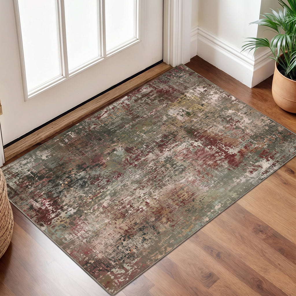 Roomisland Modern Abstract Area Rug 2x3, Machine Washable Small Kitchen Mat with Rubber Backing, Low Profile Floor Carpet for Bathroom Door, Modern Abstract Neutral Design