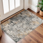 Roomisland Modern Abstract Area Rug 2x3, Machine Washable Small Kitchen Mat with Rubber Backing, Low Profile Floor Carpet for Bathroom Door, Modern Abstract Neutral Design
