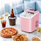 Roomisland Countertop Ice Maker, Portable Ice Machine with Handle, Basket & Scoop, 26Lbs/24H, 9 Bullet Ice Cubes in 6-8 Mins, Auto-Cleaning Silent Ice Maker for Home, Kitchen, RV Camping Outdoor