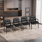 Roomisland Office Waiting Room Chair with Padded Arms, Ergonomic Leather Desk Guest Chair, Stable Heavy Duty Conference Chair for Meeting Lobby Medical Clinic 4pcs