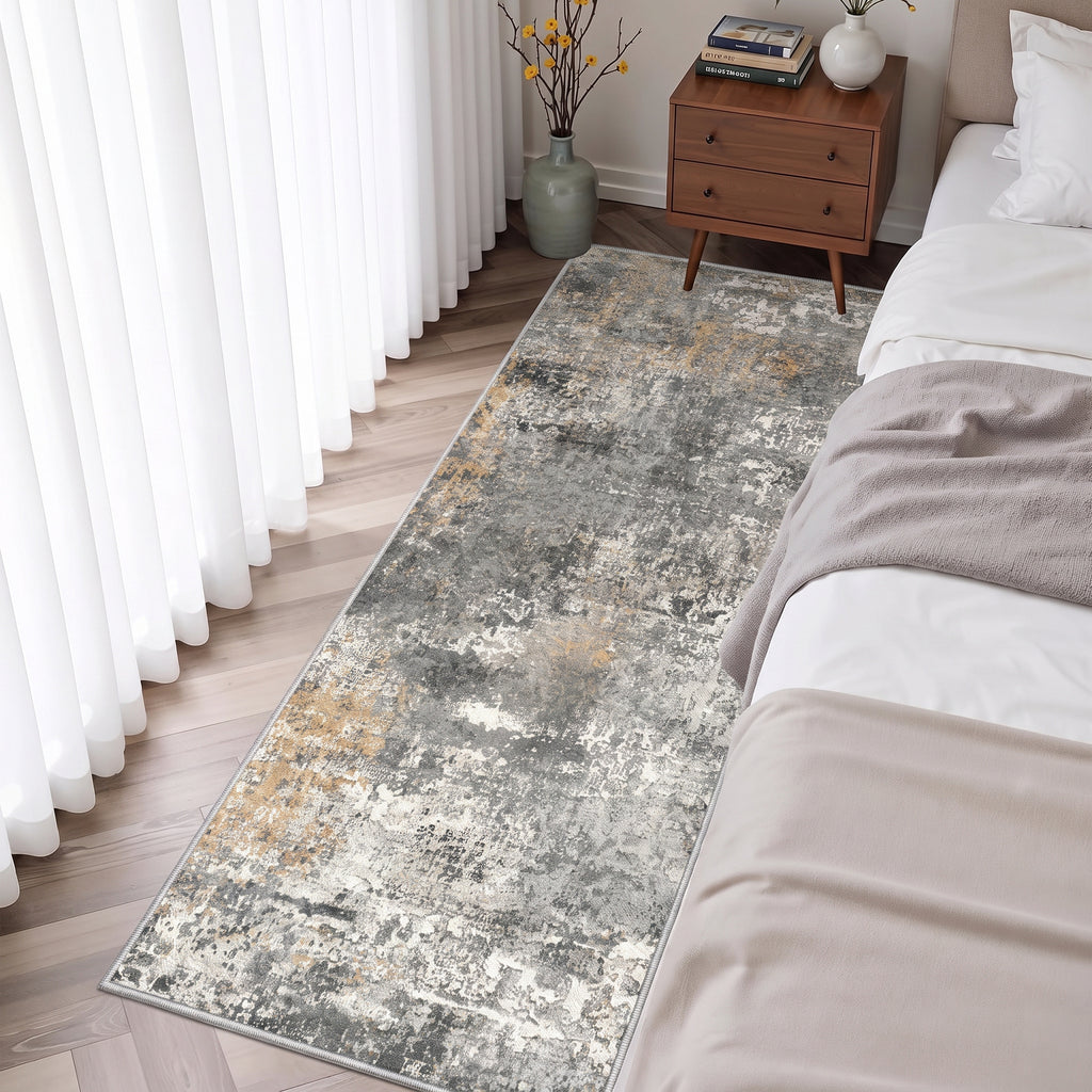 Roomisland 2x5ft Kitchen Runner Rug Washable, Non Slip Hallway Floor Mat for Entryway Laundry, Low Profile Rugs Carpet with Rubber Backing for Indoor Bedroom Kitchen Living Room