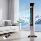 Roomisland 36" Quiet Tower Fan, Standing Bladeless Floor Fan with 60° Oscillation, 25ft Air Delivery, LED Display, 12 Hour Timer, 5 Speed 4 Mode Cooling Fan with Remote
