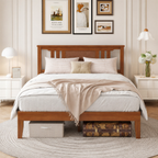 Roomisland Full Size Platform Bed Frame with Headboard, 12 Inch Heavy Duty Wooden Bed Frame, No Box Spring Needed, Under Bed Storage, Easy Assembly, Walnut