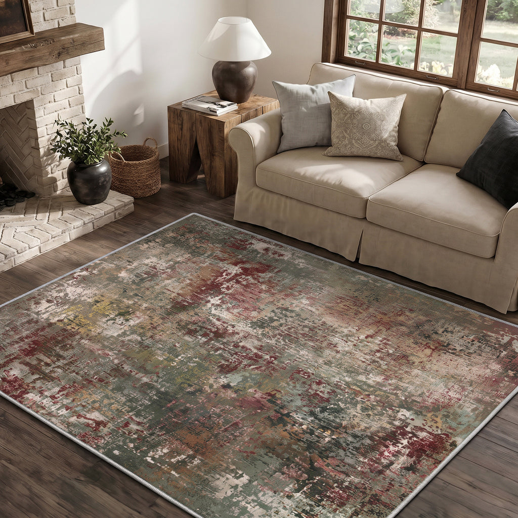 Roomisland Area Rugs 4x6FT Washable for Living Room, Non Slip Modern Abstract Carpet Stain Resistant Soft Low Pile Indoor Floor Rug for Bedroom Kitchen Home Office
