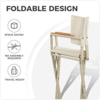 Extra-Wide 2-Pack Directors Chairs, Outdoor Folding Chairs with UV-Resistant Mesh Sling for Camping, Patio, Poolside, Apricot