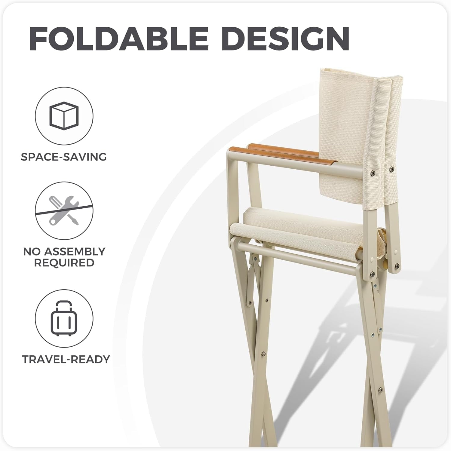 Extra-Wide 2-Pack Directors Chairs, Outdoor Folding Chairs with UV-Resistant Mesh Sling for Camping, Patio, Poolside, Apricot