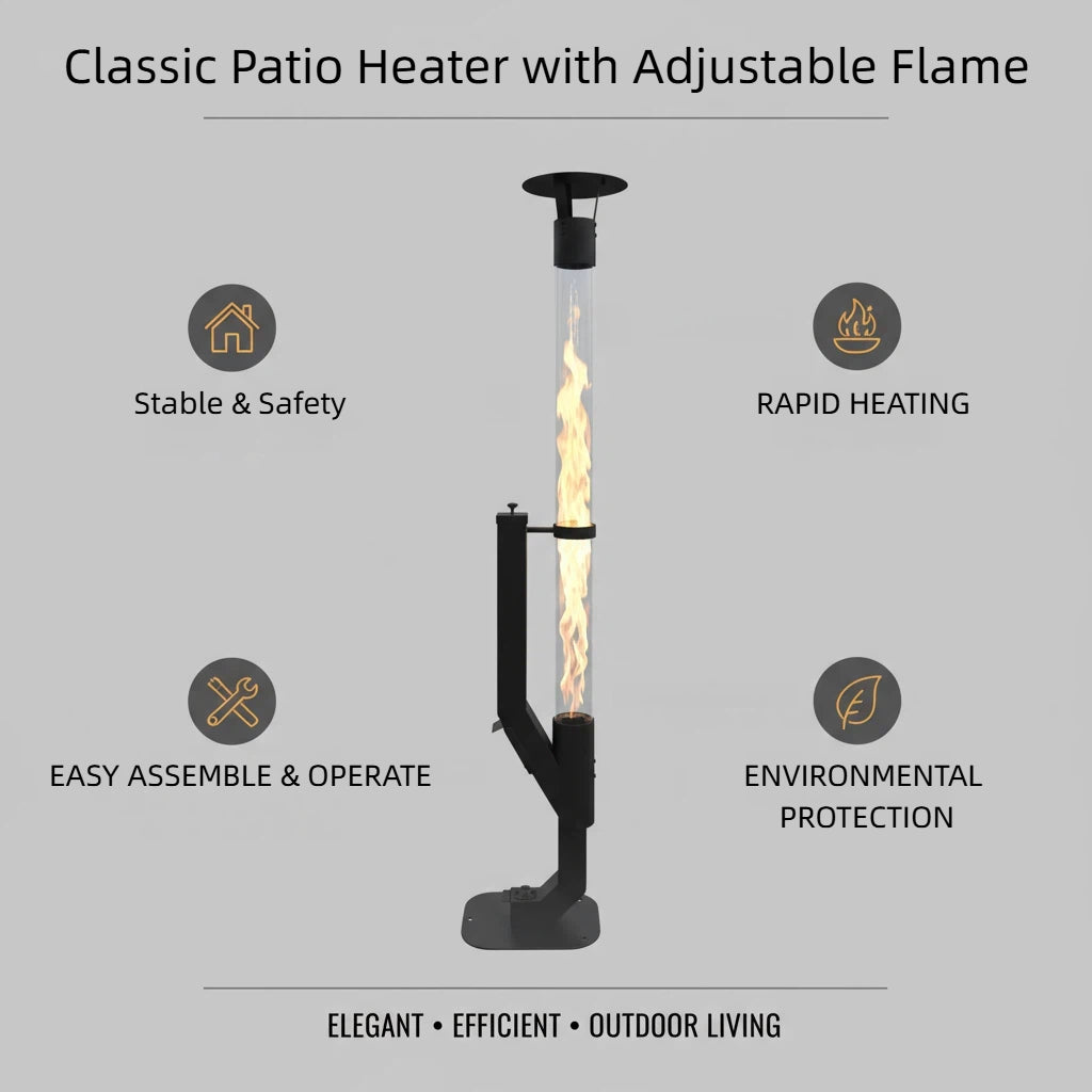 Nygira Outdoor Pellet Heater with Exclusive Rain Cap, All-Weather Patio Heater for Garden, Backyard, Party, Black，PH08