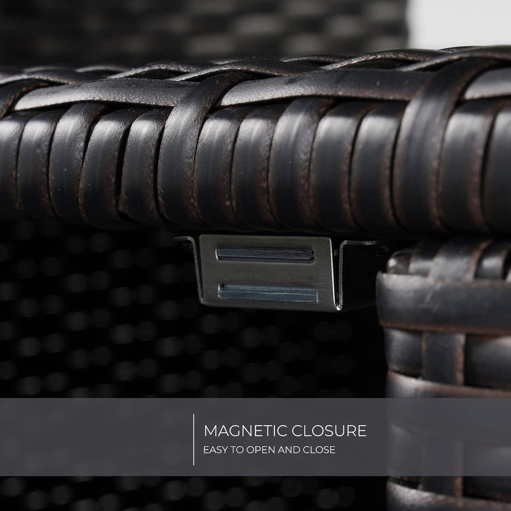 Outdoor Waterproof Wicker Storage Cabinet, 2-Door Buffet Sideboard with Shelves, Rust-Proof Steel Frame, Patio Bar Table for Garden/Kitchen