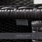 Outdoor Waterproof Wicker Storage Cabinet, 2-Door Buffet Sideboard with Shelves, Rust-Proof Steel Frame, Patio Bar Table for Garden/Kitchen