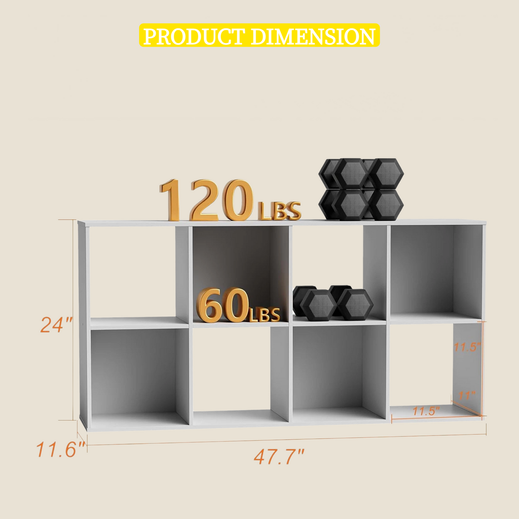 Roomisland 8 Cube Storage Organizer, Wood Bookshelf with Removable Back Panels, Open Cubby Shelf for Home Office Bedroom Living Room, Vertical or Horizontal