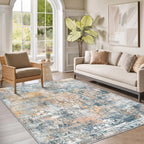 Roomisland Area Rugs 5x7FT Washable for Living Room, Non Slip Modern Abstract Carpet Stain Resistant Soft Low Pile Indoor Floor Rug for Bedroom Kitchen Home Office