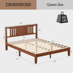 Roomisland Queen Size Platform Bed Frame with Headboard, 12 Inch Heavy Duty Wooden Bed Frame, No Box Spring Needed, Under Bed Storage, Easy Assembly, Walnut
