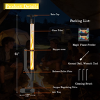 Roomisland 61 inch Steel Smokeless Wood Pellet Fire Torch with Glass Tube, Tall Outdoor Patio Bonfire Ambiance