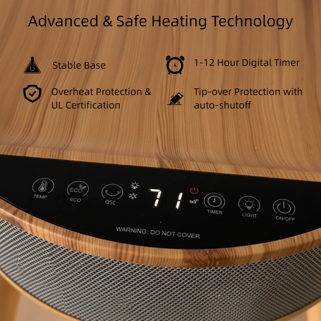 Nygira Space Heater, 1500W PTC Ceramic for Rapid Heating, Indoor Portable Heater for Bedroom, Office, Black