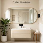 Roomisland Oval Wall Mirror Gold 24"x48", Brushed Metal Frame Vanity Mirror, Tempered Glass, Wall Mount Mirror for Bathroom, Bedroom, Entryway, Living Room, Horizontal/Vertical