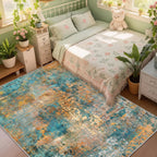 Roomisland Area Rugs 5x7FT Washable for Living Room, Non Slip Modern Abstract Carpet Stain Resistant Soft Low Pile Indoor Floor Rug for Bedroom Kitchen Home Office