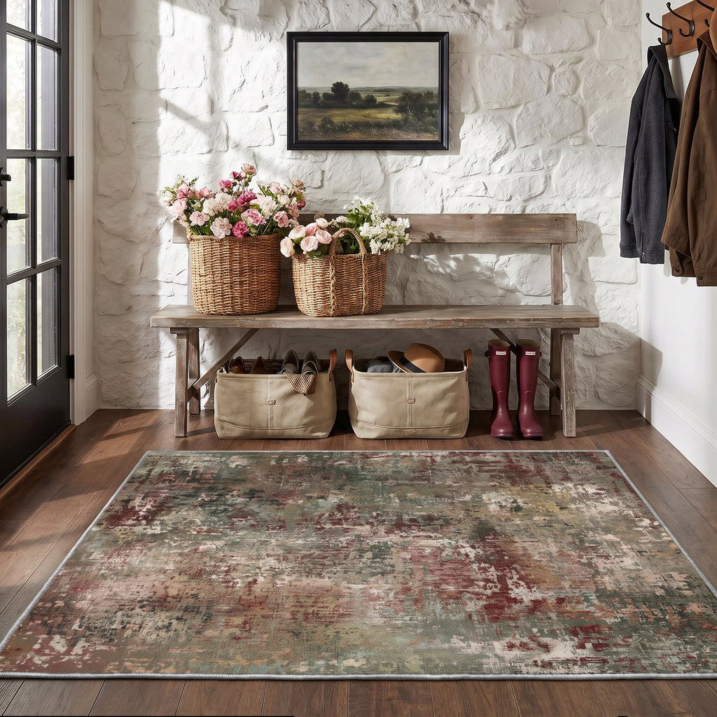 Roomisland Area Rugs 4x6FT Washable for Living Room, Non Slip Modern Abstract Carpet Stain Resistant Soft Low Pile Indoor Floor Rug for Bedroom Kitchen Home Office