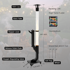 Nygira 64 inch Steel Smokeless Wood Pellet Fire Torch with Wheels, Portable Outdoor Patio Bonfire Ambiance