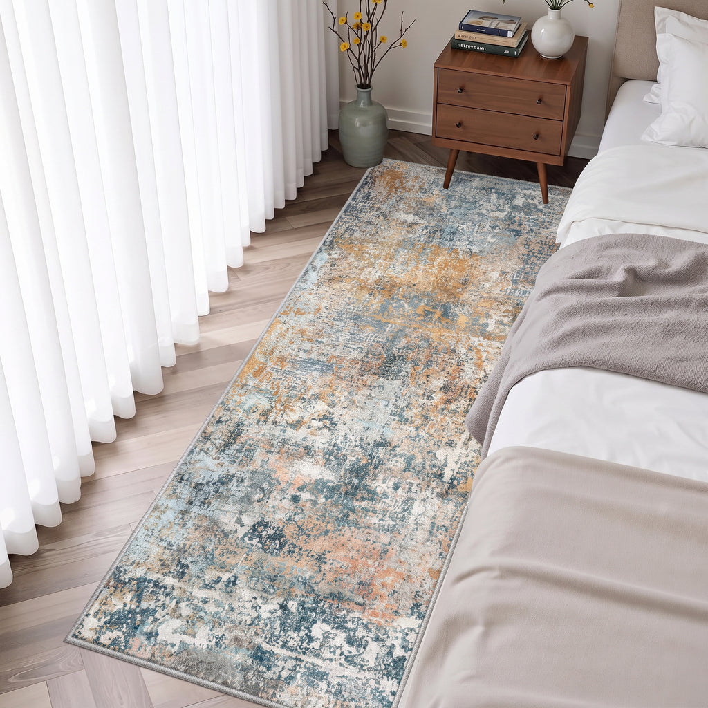 Roomisland 2x5ft Kitchen Runner Rug Washable, Non Slip Hallway Floor Mat for Entryway Laundry, Low Profile Rugs Carpet with Rubber Backing for Indoor Bedroom Kitchen Living Room