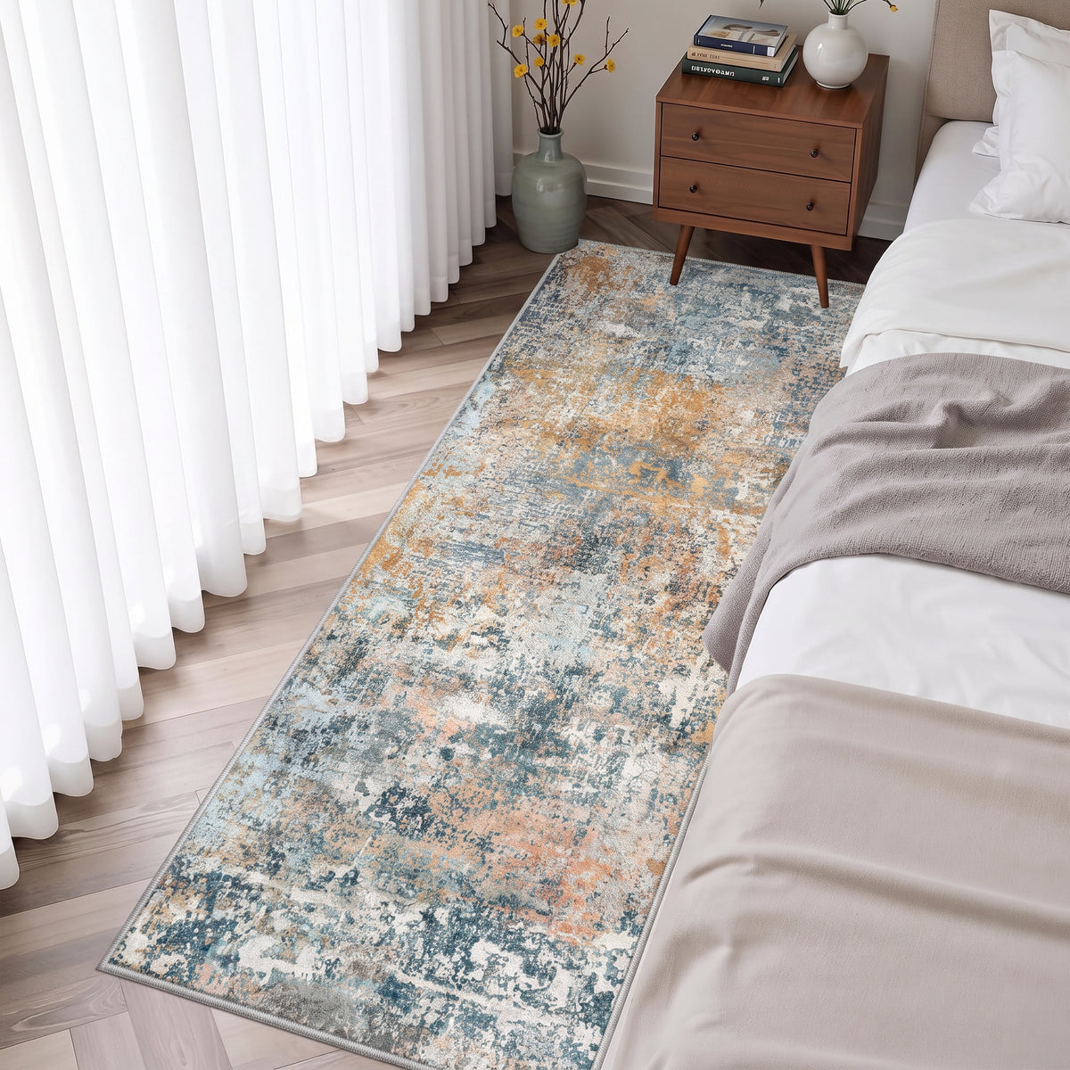 Roomisland 2x5ft Kitchen Runner Rug Washable, Non Slip Hallway Floor Mat for Entryway Laundry, Low Profile Rugs Carpet with Rubber Backing for Indoor Bedroom Kitchen Living Room