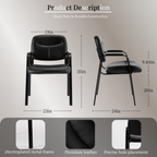 Roomisland Office Waiting Room Chair with Padded Arms, Ergonomic Leather Desk Guest Chair, Stable Heavy Duty Conference Chair for Meeting Lobby Medical Clinic 2pcs