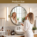 Round Bathroom Mirror, 24 Inch Large Circle Vanity Mirror with Anti-Rust Aluminum Frame, Modern Wall Mounted Mirror for Bedroom, Living Room, Wall Decor