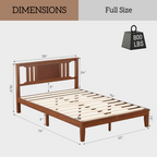 Roomisland Full Size Platform Bed Frame with Headboard, 12 Inch Heavy Duty Wooden Bed Frame, No Box Spring Needed, Under Bed Storage, Easy Assembly, Walnut