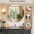 Round Bathroom Mirror, 28 Inch Large Circle Vanity Mirror with Anti-Rust Aluminum Frame, Modern Wall Mounted Mirror for Bedroom, Living Room, Wall Decor