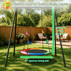 40 Inch Saucer Tree Swing, Heavy Duty Round Swing Seat for Kids & Adults, Adjustable Ropes, Waterproof Outdoor Backyard Playground