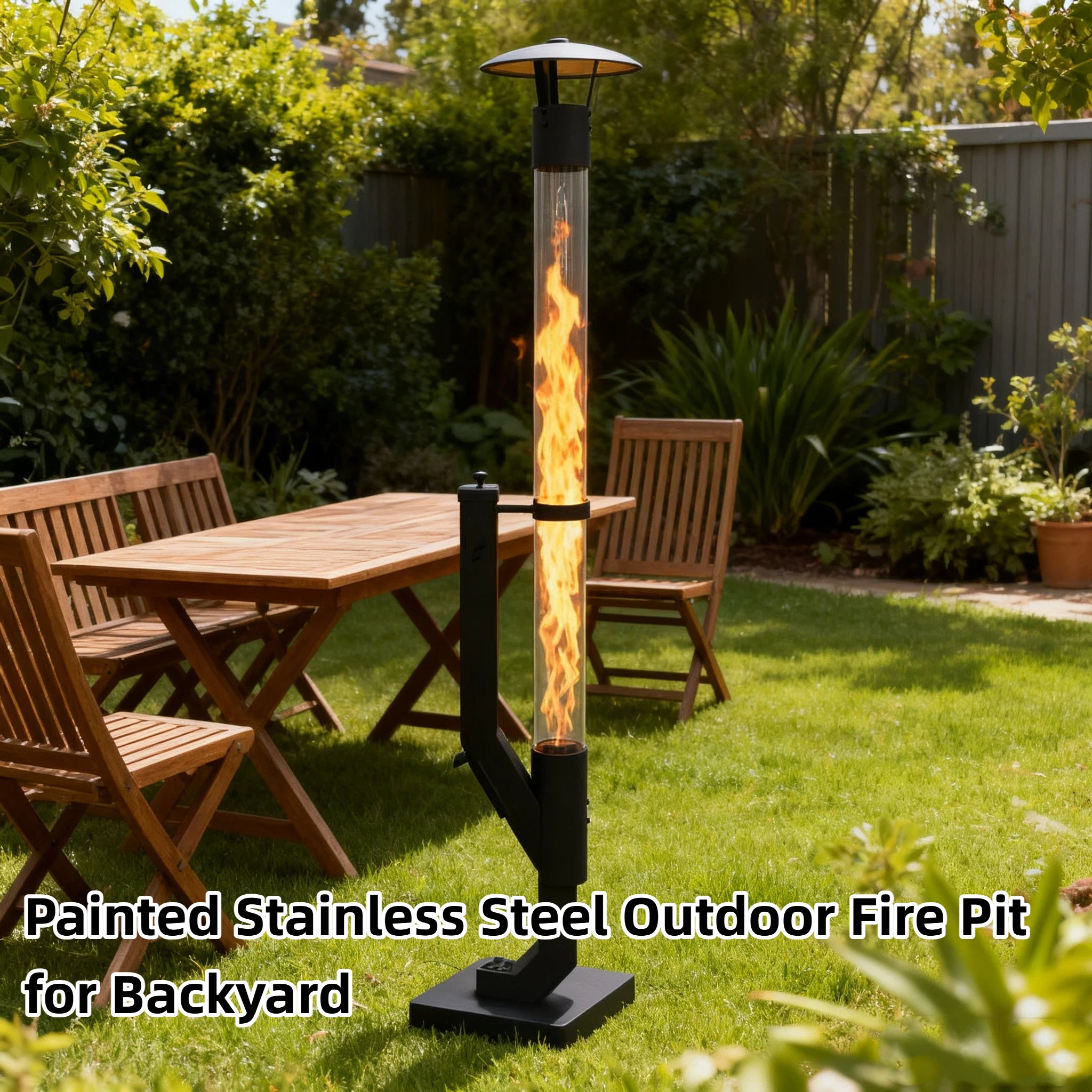 Nygira Outdoor Pellet Heater with Exclusive Rain Cap, All-Weather Patio Heater for Garden, Backyard, Party, Black，PH08