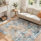 Roomisland Area Rugs 4x6FT Washable for Living Room, Non Slip Modern Abstract Carpet Stain Resistant Soft Low Pile Indoor Floor Rug for Bedroom Kitchen Home Office