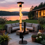 Roomisland 70 inch Steel Smokeless Wood Pellet Fire Torch with Glass Tube, Tall Outdoor Patio Bonfire Ambiance