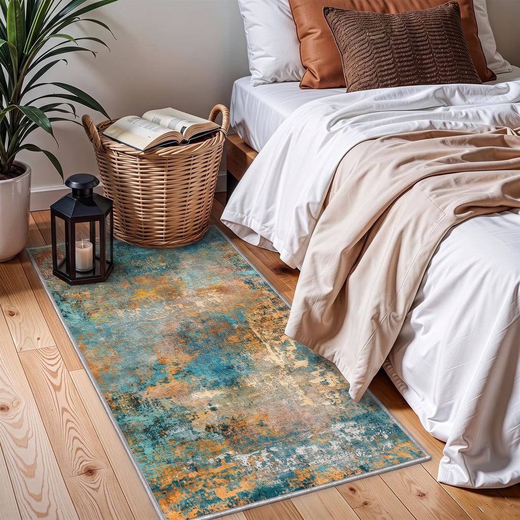 Roomisland 2x4ft Kitchen Runner Rug Washable, Non Slip Hallway Floor Mat for Entryway Laundry, Low Profile Rugs Carpet with Rubber Backing for Indoor Bedroom Kitchen Living Room
