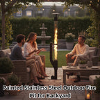 Nygira Outdoor Pellet Heater with Exclusive Rain Cap, All-Weather Patio Heater for Garden, Backyard, Party, Black，PH08