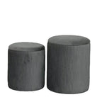 Nygira Round Ottoman with Storage Set of 2, Velvet Vanity Stool for Makeup, Foot Rest & Coffee Table for Bedroom, Living Room, Gray