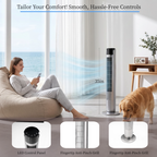 Roomisland 36" Quiet Tower Fan, Standing Bladeless Floor Fan with 60° Oscillation, 25ft Air Delivery, LED Display, 12 Hour Timer, 5 Speed 4 Mode Cooling Fan with Remote