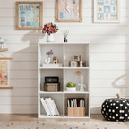 Roomisland 6 Cube Storage Organizer, Wood Bookshelf with Removable Back Panels, Open Cubby Shelf for Home Office Bedroom Living Room, Vertical or Horizontal