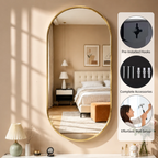 Roomisland Oval Wall Mirror Gold 24"x48", Brushed Metal Frame Vanity Mirror, Tempered Glass, Wall Mount Mirror for Bathroom, Bedroom, Entryway, Living Room, Horizontal/Vertical