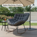 Nygira Papasan Rocking Chair, Oversized Rocking Chair with Thick Gray Cushion for Bedroom Porch Patio