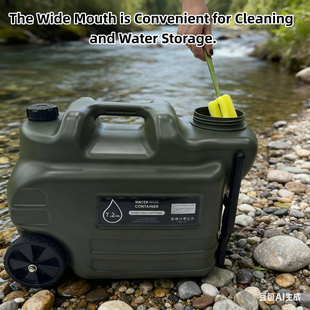 Nygira 7.2 Gallon Water Jug with Wheels & Dual Handles, Green