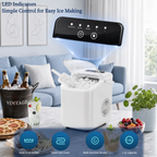 Roomisland Countertop Ice Maker, Portable Ice Machine with Handle, Basket & Scoop, 26Lbs/24H, 9 Bullet Ice Cubes in 6-8 Mins, Auto-Cleaning Silent Ice Maker for Home, Kitchen, RV Camping Outdoor