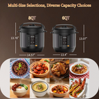 Roomisland 6QT Electric Pressure Cooker, 16-in-1 Stainless Steel Multi Cooker with 12 Preset Programs, Multi- Non-Stick Pot for Slow Cook, Steam, Canning, Dishwasher Safe