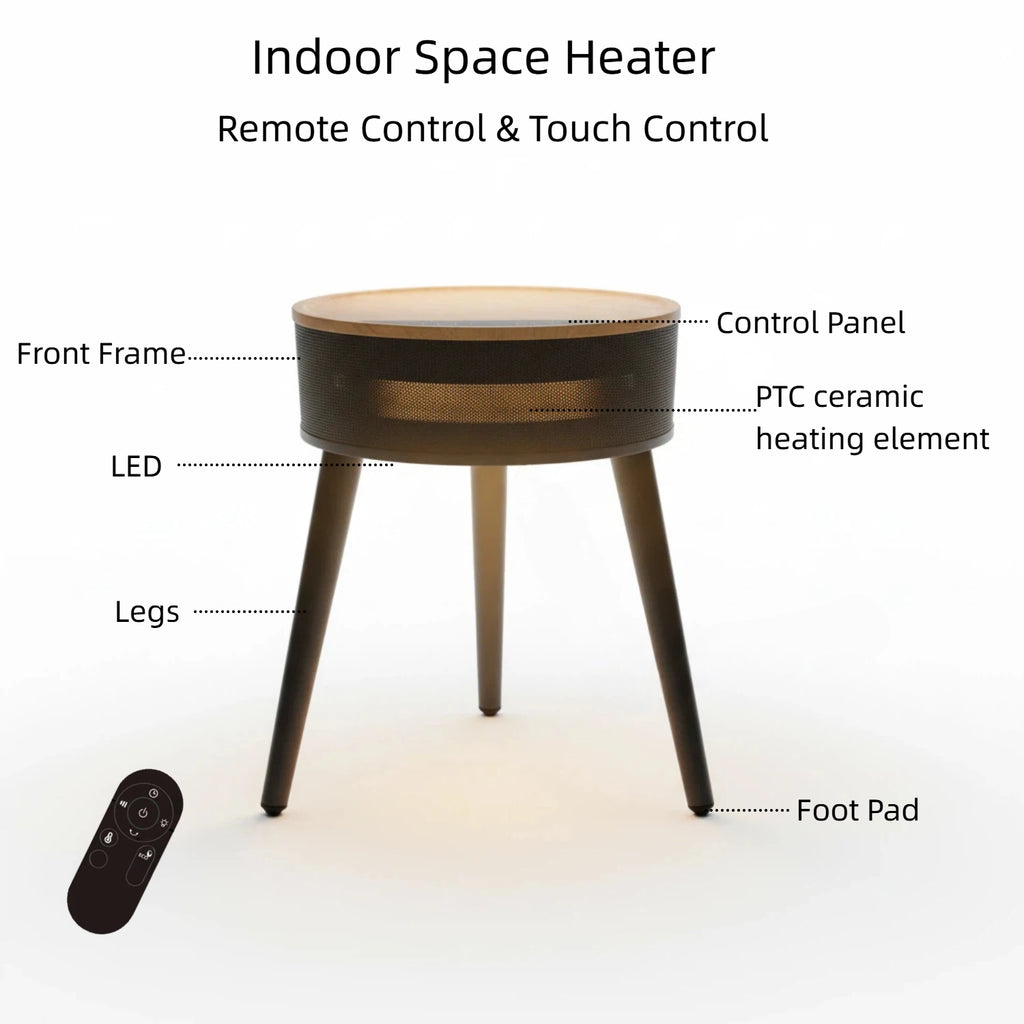 Nygira Space Heater, 1500W PTC Ceramic for Rapid Heating, Indoor Portable Heater for Bedroom, Office, Black
