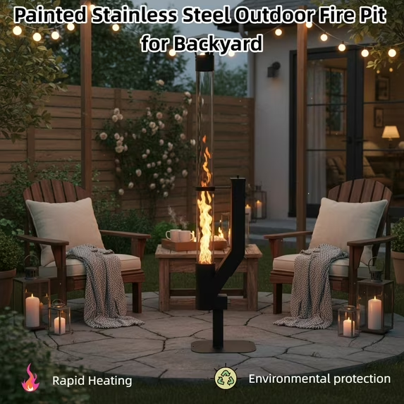 ROOMISLAND 70 Inch Smokeless Pellet Stove for Outdoor Use, Portable Wood Pellet Fire Pit with Viewing Window, Pellet Heater for Patio Backyard Bonfire Camping Beach Garden