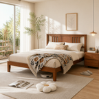 Roomisland Queen Size Platform Bed Frame with Headboard, 12 Inch Heavy Duty Wooden Bed Frame, No Box Spring Needed, Under Bed Storage, Easy Assembly, Walnut
