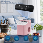 Roomisland Countertop Ice Maker, Portable Ice Machine with Handle, Basket & Scoop, 26Lbs/24H, 9 Bullet Ice Cubes in 6-8 Mins, Auto-Cleaning Silent Ice Maker for Home, Kitchen, RV Camping Outdoor